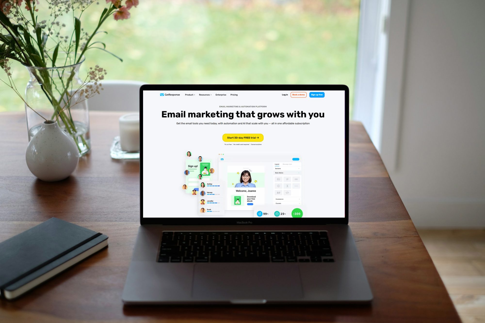 Getresponse email program on computer
