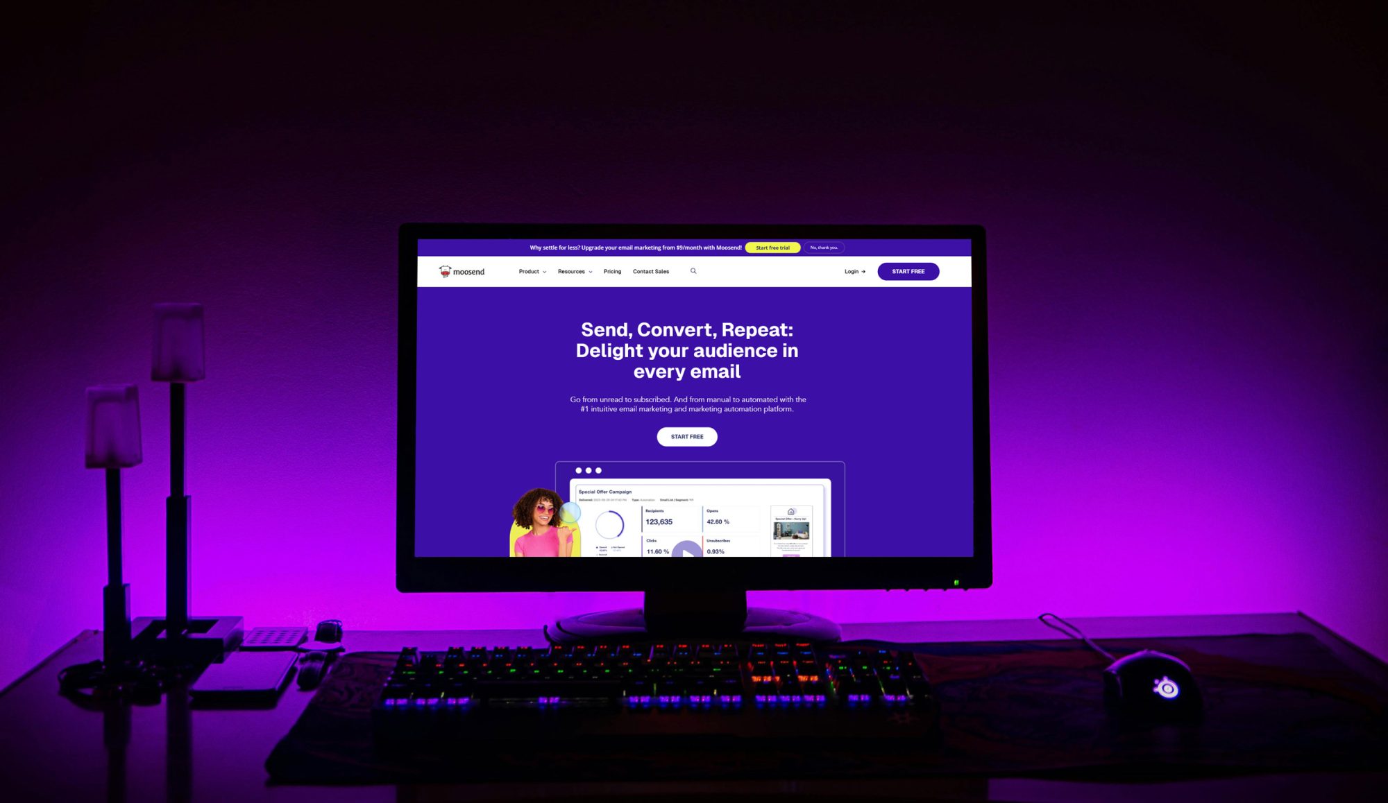 Moosend website on computer